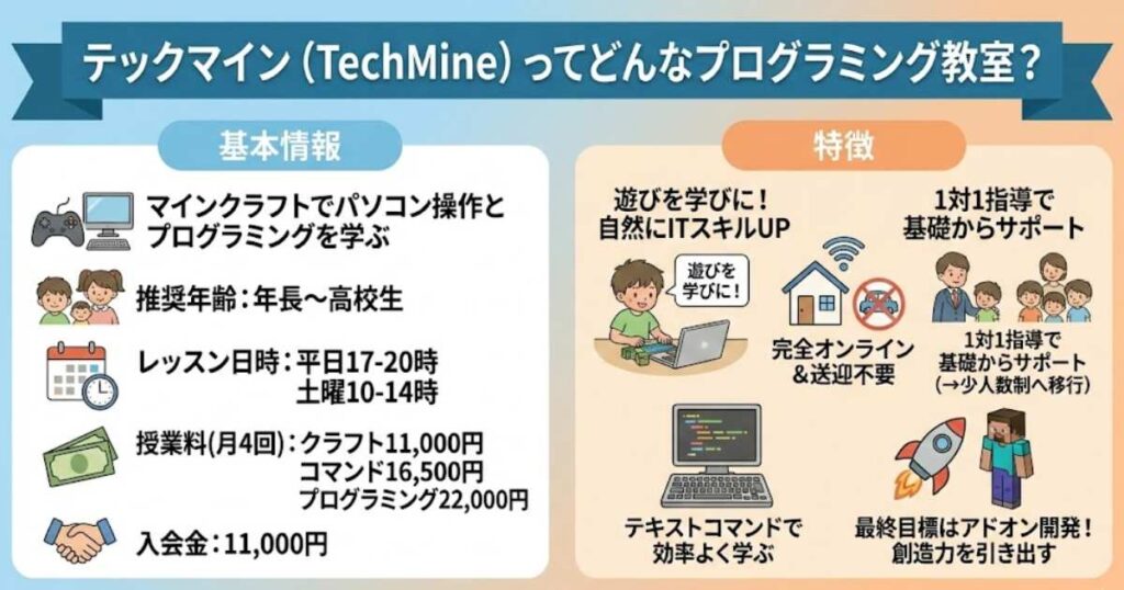 テックマインってどんなプログラミング教室？基本情報と特徴