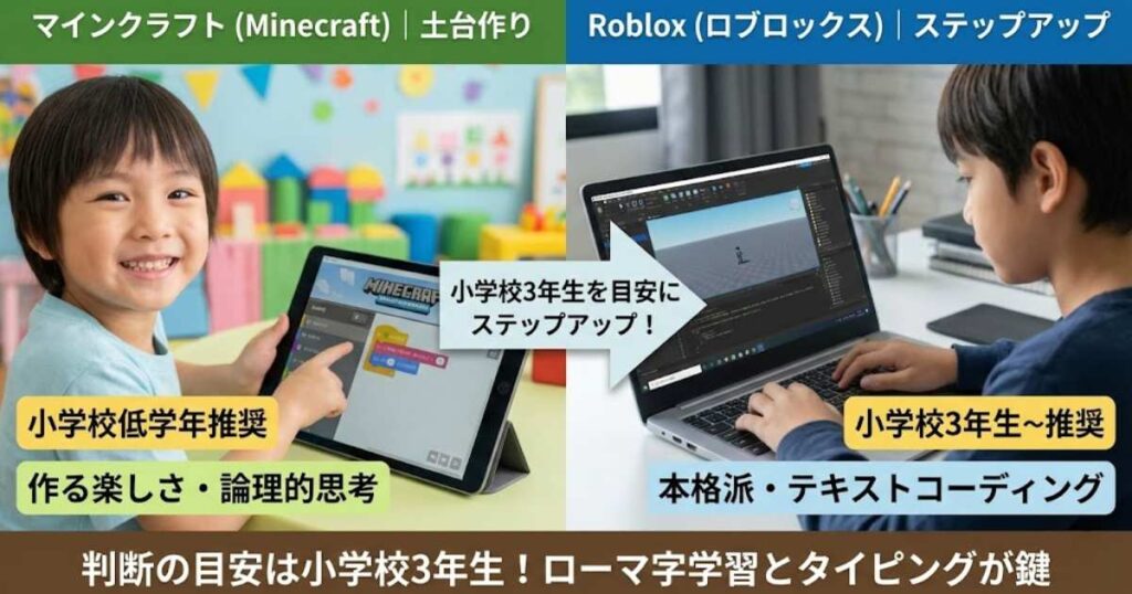 Robloxとマインクラフト、どっちを先に習わせるべき？