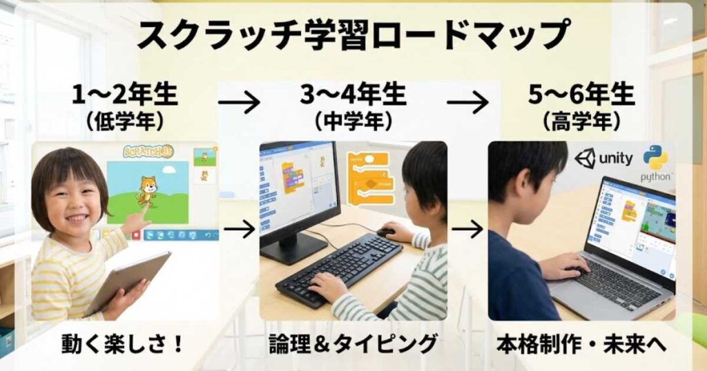 スクラッチ学習を成功させるための「学年別」ロードマップ
